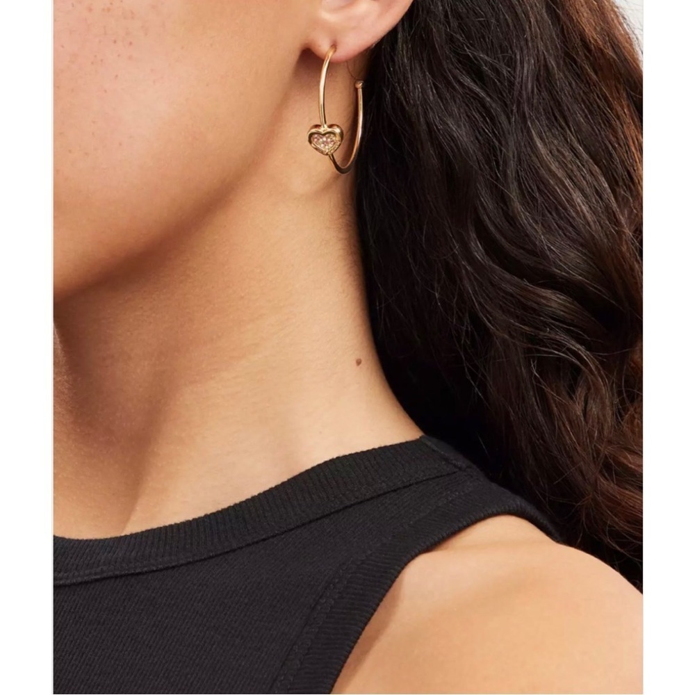 COACH Gold Heart Hoop Earrings